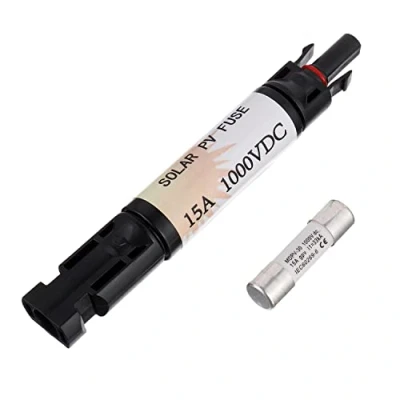 Abbildung von HUAREW 15A 1000V Solar Photovoltaik Sicherungshalter wasserdicht eingebauter Stecker/Buchse gerader Stecker mit Sicherung