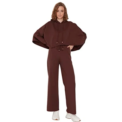 Abbildung von TRENDYOL Damen^Damen Herren Loungewear Mittlerer Bund Regular Jogginghose Sweatpants, Brown, XS
