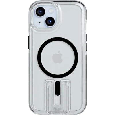 Abbildung von Tech21 Evo Crystal Kick Hülle für iPhone 15 Plus, Kompatibel mit MagSafe, Biologisch abbaubar, transparant/schwarz, 15x Militärniveau Fallschutz: 4,9m