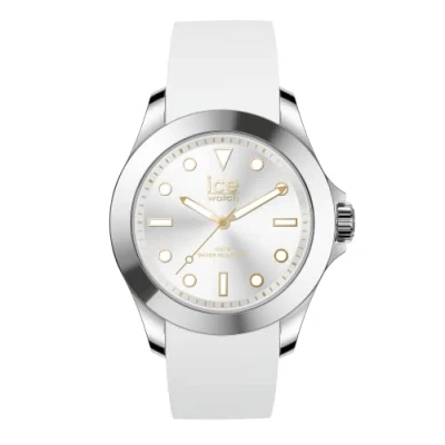 Abbildung von ICE Watch steel White gold Weiße Damenuhr mit Silikonarmband 020384 (Medium)