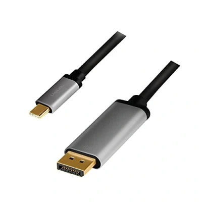 Abbildung von LogiLink CUA0100 USB 3.2 Gen 1 DisplayPort Anschlusskabel 4K/60 Hz, Alu, schwarz/grau, 1,8 m