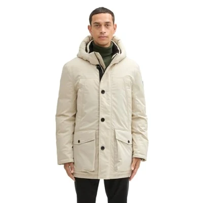 Abbildung von TOM TAILOR Herren 1041321 Arctic Winterpaka mit Abnehmbarer Kapuze, 26199 Beige Alfalfa, L
