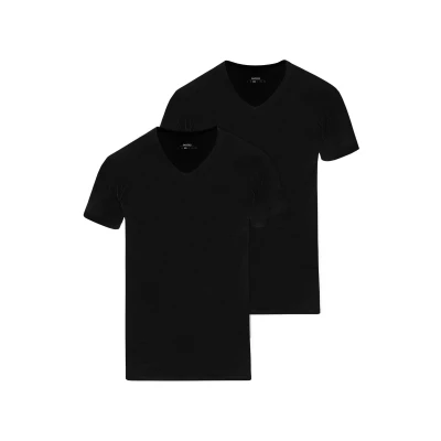 Abbildung von Snocks Vausschnitt 3 PACK Unterhemd/shirt, Herren, Größe: Small, Schwarz