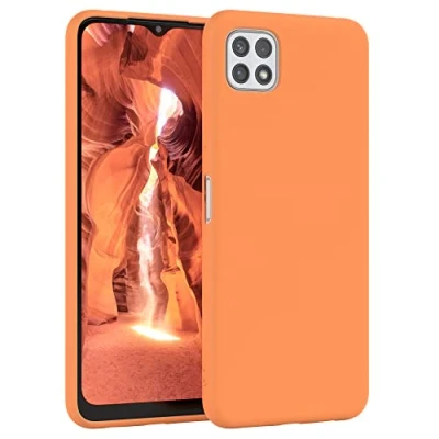 Abbildung von EAZY CASE Premium Silikon Handyhülle kompatibel mit Samsung Galaxy A22 5G, Slimcover Kameraschutz und Innenfutter, Silikonhülle, Schutzhülle, Bumper, Handy Case, Hülle, Softcase, Orange
