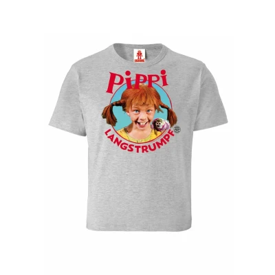 Abbildung von Logoshirt Langstrumpf Tshirt print graumeliert für Kinder, Größe: 128, Grau meliert