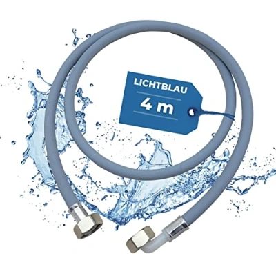 Abbildung von Lichtblau Zulaufschlauch Waschmaschine Geschirrspüler 2984 Größe 4 m I Wasserschlauch mit Metallgewinde 3/4 Zoll Winkel/Gerade inkl. Dichtung universell verwendbar Hersteller unabhängig