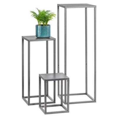 Abbildung von bremermann Blumenhocker 3er Set, Metall Blumenständer, Blumensäule (Grau)