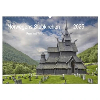 Abbildung von Norwegens Stabkirchen (Wandkalender 2025 DIN A2 quer), CALVENDO Monatskalender