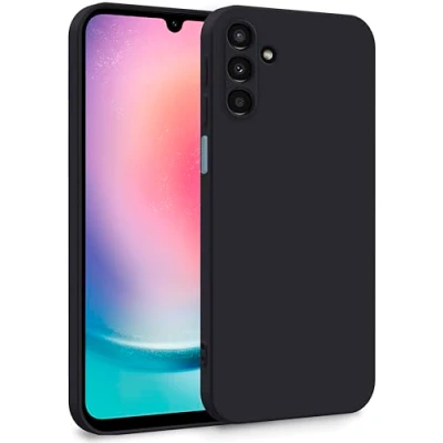 Abbildung von MyGadget Silikon Hülle kompatibel mit Samsung Galaxy A24 4G Zweilagige Handyhülle Kameraschutz Cover Innenfutter &amp; außen Schwarz