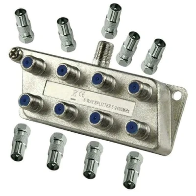 Abbildung von TronicXL 8fach SAT Splitter 8 Fach BK Satellitenverteiler Teilnehmer TV Kabel Adapter Antennenverteiler Kabelfernsehen DVBC für CATV Vodafone Unitymedia Unicable Aerial Sky HD tauglich 4K 3D
