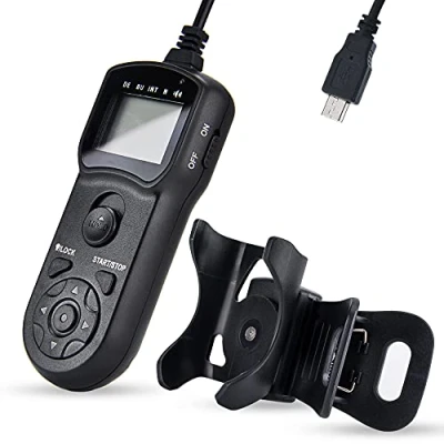 Abbildung von JJC Timer Fernbedienung mit Stativ Halter Klemme für Fujifilm GFX 50S, X30, X70, X100F, X100T, X A3, A5, A10, E2, E3, M1, Pro2, XQ2, T1, T2, H1, T10, T20 Ersetzt Fuji RR 90