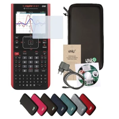 Abbildung von Streberpaket: TI Nspire CX II T CAS + SafeCase Schutztasche erweiterte Garantie Ladekabel Schutzfolie Lern CD (auf Deutsch)