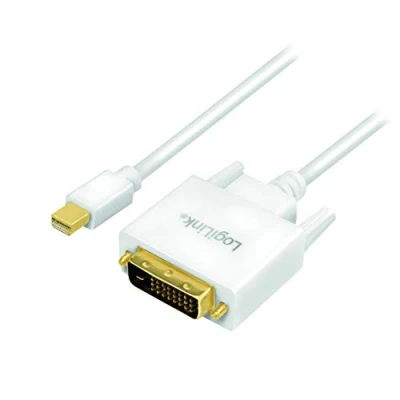 Abbildung von Mini DisplayPort (v1.2) zu DVI (DVI D 24+1) Anschlusskabel in weiß, FULL HD, 1,8m