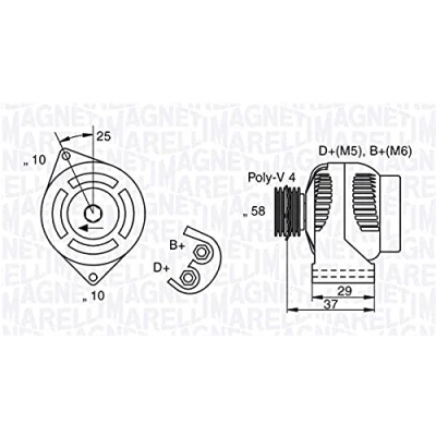 Abbildung von MAGNETI MARELLI 063341658010 Lichtmaschine 12V 75A SMART: City Coupe, Cabrio, Fortwo I Coupe