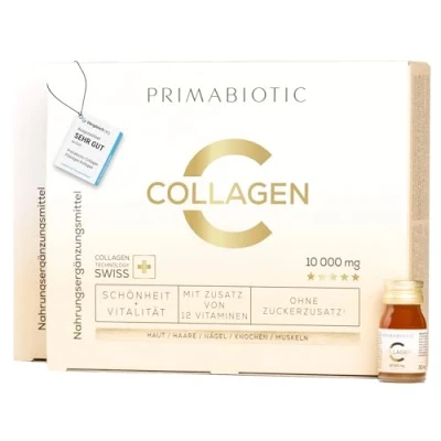 Abbildung von Primabiotic Collagen Kollagen Paket 60 Flaschen 30ml Hoher Kollagengehalt [10.000 mg] hydrolysiertes hohe Qualität 900ml Absorption 95%