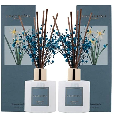 Abbildung von COCORRÍNA Raumduft Reed Diffuser mit 8 Duftstäbchen 200ml, Cashmere Vanilla, 2 Pack, Natürlich, Langanhaltend, Home Duft für Badezimmer Regal Dekoration