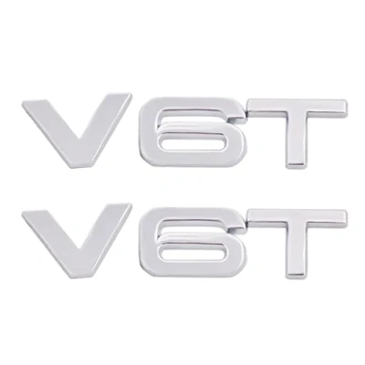 Abbildung von 2 Stück V6T Emblem Aufkleber ist anwendbar für alle Fahrzeug Kofferraumtüren und Fensterdekoration (silberfarben)