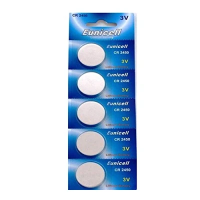 Abbildung von 5 x CR2450 3V Lithium Knopfzelle 600 mAh (1 Blistercard a Batterien) EINWEG Markenware Eunicell
