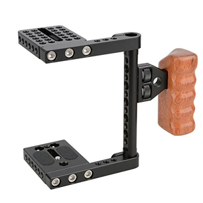 Abbildung von CAMVATE DSLR Kamera Mit Bild Stabilisator Plattform Käfig Holzgriff Kompatibel für Nikon, Sony