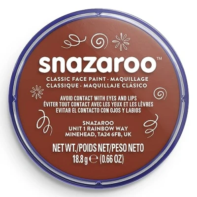 Abbildung von Snazaroo 1118977 Schminkfarbe Rostbraun, 18ml Topf hautfreundliche Gesichtschminke auf Wasserbasis, wasservermalbar, parabenfrei, Face &amp; Bodypaint Farbe für Kinder Erwachsene
