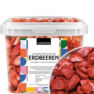 Abbildung von Limfood 300g gefriergetrocknete Erdbeeren in Scheiben Früchte gefriergetrocknet frei von Zusatzstoffen große ohne Zuckerzusatz