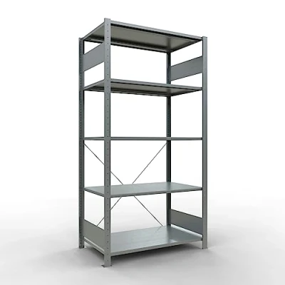 Abbildung von SCHULTE Lagertechnik Grundregal, Fachbodenregal Stecksystem MULTIplus150, 200 x 100 60 cm (HxBxT), 5 Fachböden, Kreuzstrebe, verzinkt Expressline