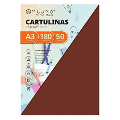 Abbildung von OFITURIA FAB 16573 Pack 50 Cartulinas Color Marron Tamaño A3 180g