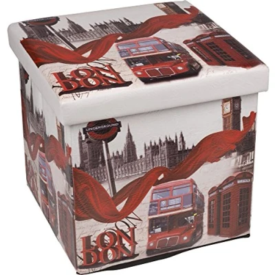 Abbildung von Warenhandel König Hocker Deckel Stauraum Box Polster Polsterhocker Klappbox Faltbox Sitz 38 cm (London Bus)
