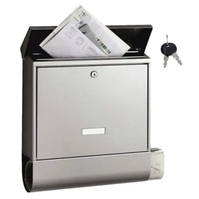 Abbildung von BURG WÄCHTER Briefkasten mit Zeitungsfach und Namensschild, Rostfreier Edelstahl, Einwurf Format DIN C4, 2 Schlüssel, AMZ 2500 NI