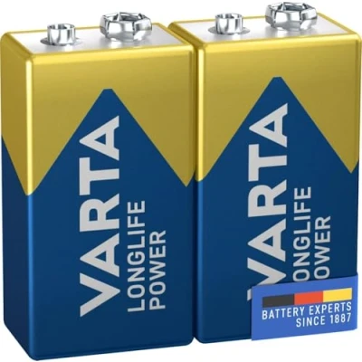 Abbildung von wns emg world Big Box Pack kompatibel mit VARTA Longlife Power 9V Block 6LP3146 Batterie, Alkaline E Batterien ideal für Feuermelder Rauchmelder Stimmgerät, 4 Stück