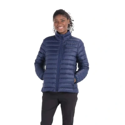 Abbildung von Marmot Damen Wm&#039;s Highlander Jacket, Leichte Daunenjacke, warme Winterjacke, wasserabweisende Steppjacke, winddichte Funktionsjacke, klein packbare Outdoorjacke, Arctic Navy, S