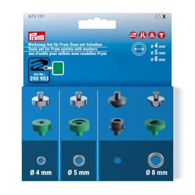 Abbildung von Prym 673131 Werkzeug Set Ösen mit Scheiben, 4,5 und 8 mm