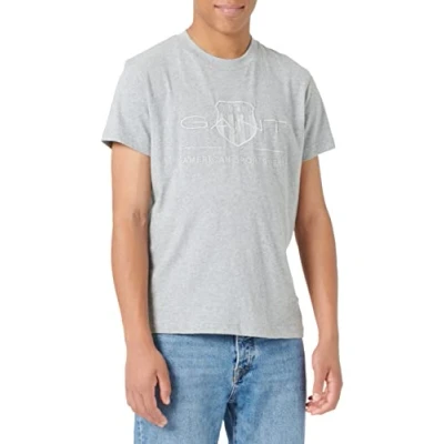 Abbildung von Gant Herren REG Tonal Shield SS T Shirt, Grey Melange, L