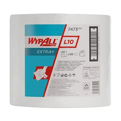 Abbildung von WypAll L10 Extra+ Wischtücher 7473 auf der Großrolle 1 Rolle mit 1.000 Wischtüchern, lagig, weiß