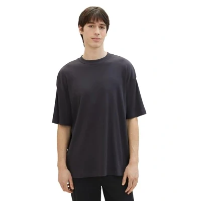 Abbildung von Tom Tailor Denim Herren Oversize Ripp T Shirt mit Stretch, 29476 Coal Grey, M