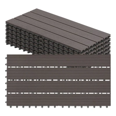 Abbildung von WOLTU WPC Terrassenfliesen Terrassendielen Holz Optik 30x60cm, Fliese Bodenfliese Klickfliese mit klicksystem Bodenbelag Coffee (6 Stück / 1 m²)