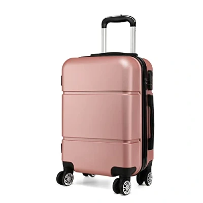 Abbildung von Kono Reisekoffer Handgepäck Koffer mit Rollen Hartschale Trolley 55x38x22cm 33 Liter Leichtgewicht ABS Rosa Gold