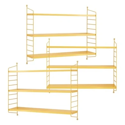 Abbildung von [en.casa] Modulares Wandregal Strängnäs 3er Set Metallregal Gelb Hängeregal mit 3 Regalböden Badregal Küchenwandregal Wandablage Wohnzimmer