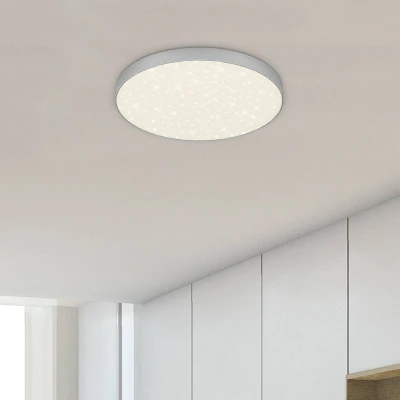Abbildung von BRILONER LED Deckenlampe mit Sternenhimmel, rahmenlos, neutralweiße Lichtfarbe, Lampe, Deckenleuchte, Wohnzimmerlampe, Schlafzimmerlampe, Küchenlampe, 28,7x3,6 cm, Silberfarbig