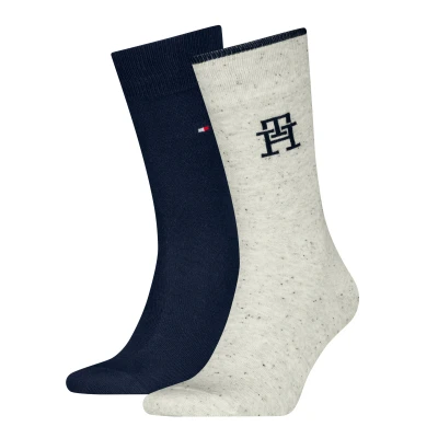 Abbildung von Tommy Hilfiger Socken TH MEN SOCK 2P MONOGRAM NAPPY (2 Paar) mit markantem Logoemblem