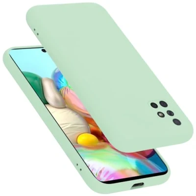 Abbildung von Cadorabo Hülle kompatibel mit Samsung Galaxy A51 4G / M40s Handyhülle für Case aus flüssigem Silikon stoßfeste dünne TPU Schutzhülle Liquid HELL GRÜN
