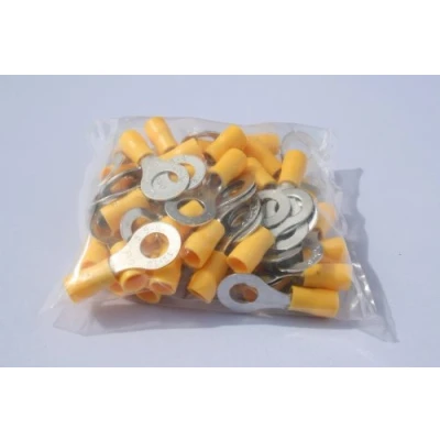 Abbildung von profitec 50 Stück Kabelschuh Ring M 8 gelb für Kabel 4,0 mm² 6,0mm²