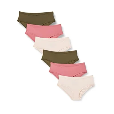 Abbildung von Amazon Essentials Damen Maxi Slip (in Übergröße erhältlich), 6er Pack, Dunkles Khakigrün/Mauve/Zartrosa, XXL Große Größen