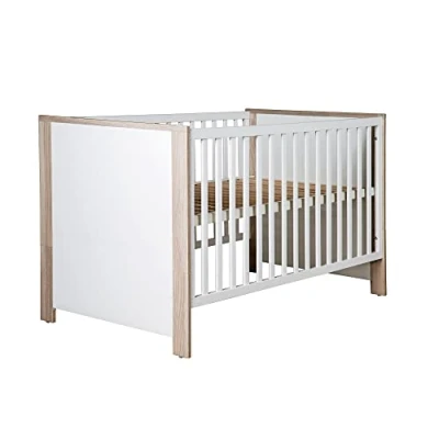 Abbildung von roba Kombi Kinderbett &#039;Olaf&#039;, 70x140 cm, weiß, natur, höhenverstellbar, 3 Schlupfsprossen, umbaubar