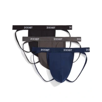 Abbildung von 2(x)ist)IST Herren Micro Speed Dri Jock Strap 3er Pack, Schwarz/Anthrazit/Varsity Navy, Medium