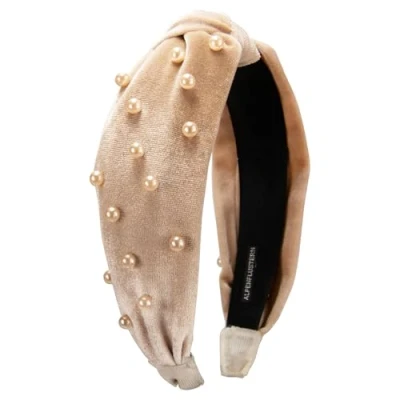 Abbildung von Alpenflüstern Trachten Samt Haarreif Perlen Knoten Damen Haarschmuck, Haarband rutschfest fürs Dirndl (braun) ADV154