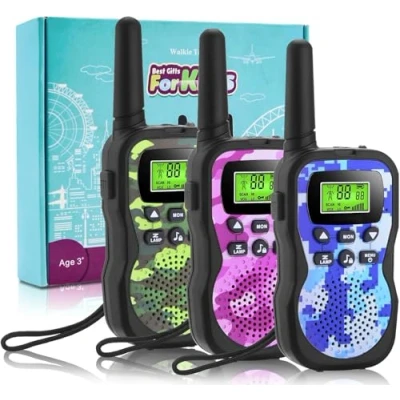 Abbildung von Walkie Talkie für Kinder, Geschenke 3 12 Jahre, Jungen, Mädchen, km Lange Reichweite, Talkies mit VOX, LCD Hintergrundbeleuchtung, Taschenlampe, Abenteuer im Freien (3 Stück Camouflage)