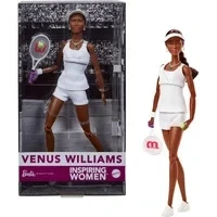 Abbildung von Barbie Inspiring Women Series, Venus Williams Modepuppe mit charakteristischer Tennis Uniform und Schläger, inklusive ausstellbarer Verpackung, HRM49