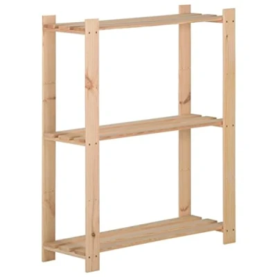 Abbildung von vidaXL Kiefernholz Massiv Lagerregal mit 3 Böden Standregal Haushaltsregal Küchenregal Holzregal Kellerregal Schwerlastregal Regal 60x28,5x90cm
