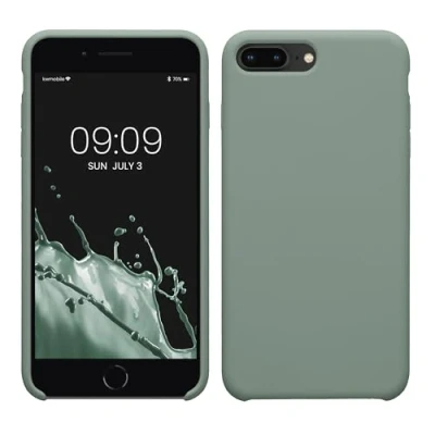 Abbildung von kwmobile Hülle kompatibel mit Apple iPhone 7 Plus/iPhone 8 Plus Silikon Handy Case Handyhülle weiche Oberfläche kabelloses Laden Rainwashed Grün